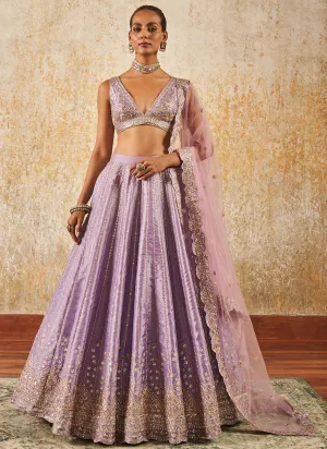 Light Purple Embroidered Lehenga