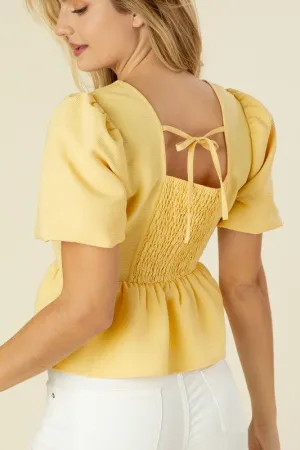 Lilou Bubbles sleeved blouse with peplum