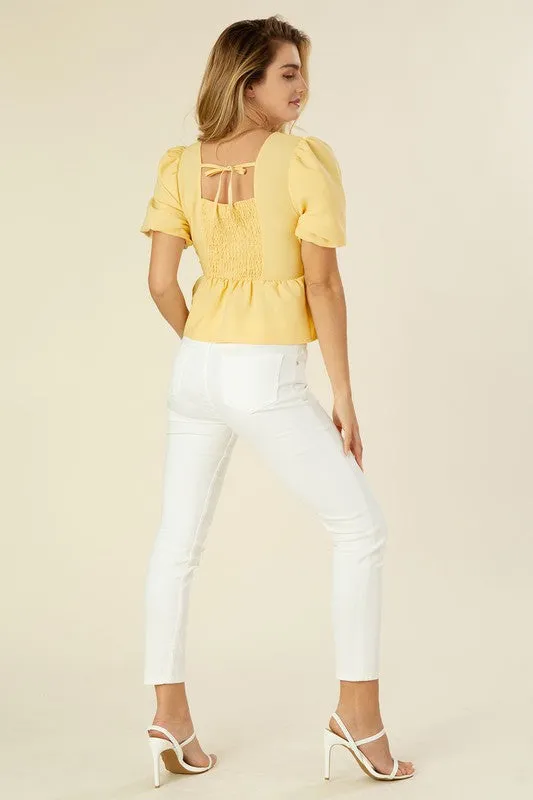 Lilou Bubbles sleeved blouse with peplum