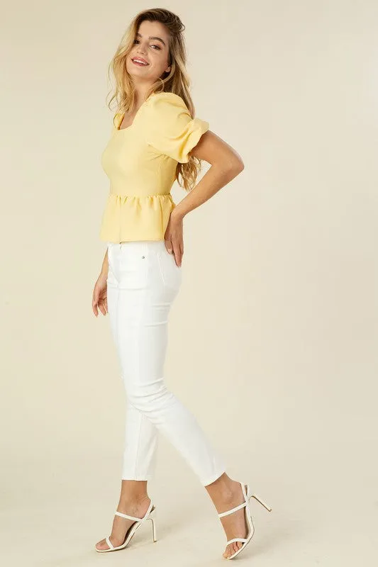 Lilou Bubbles sleeved blouse with peplum