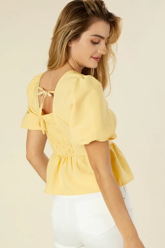 Lilou Bubbles sleeved blouse with peplum