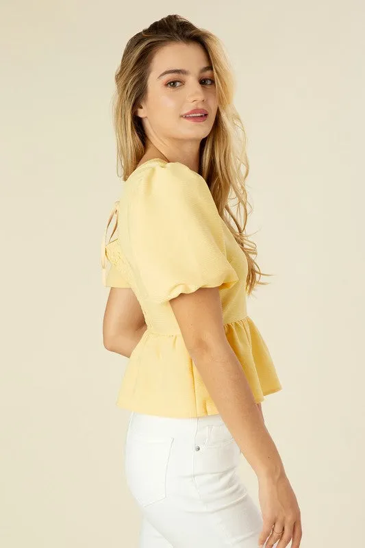 Lilou Bubbles sleeved blouse with peplum