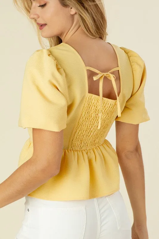 Lilou Bubbles sleeved blouse with peplum