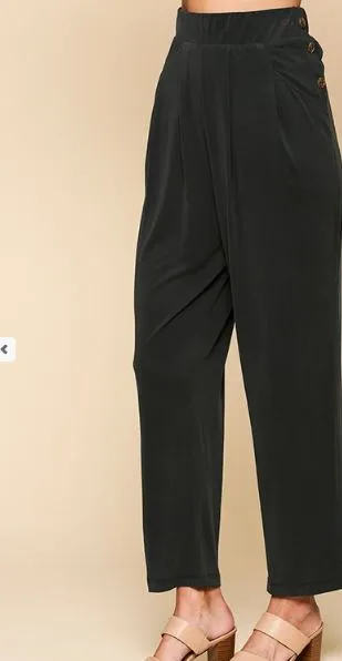 LILOU CROPPED BUTTON SIDE PANTS