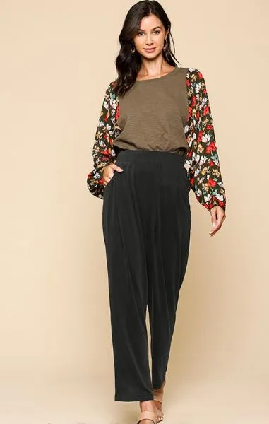 LILOU CROPPED BUTTON SIDE PANTS