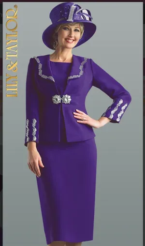 Lily And Taylor 4594 3pc Peachskin Ladies Skirt Suit