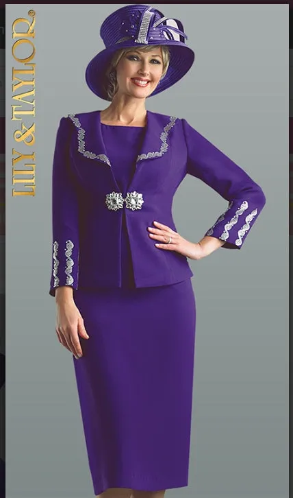 Lily And Taylor 4594 3pc Peachskin Ladies Skirt Suit