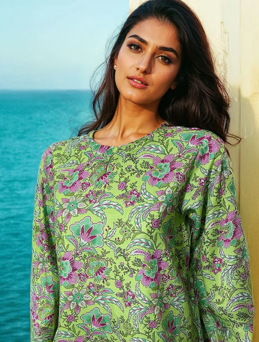 Lime Green Khaddar Suit (Unstitched)