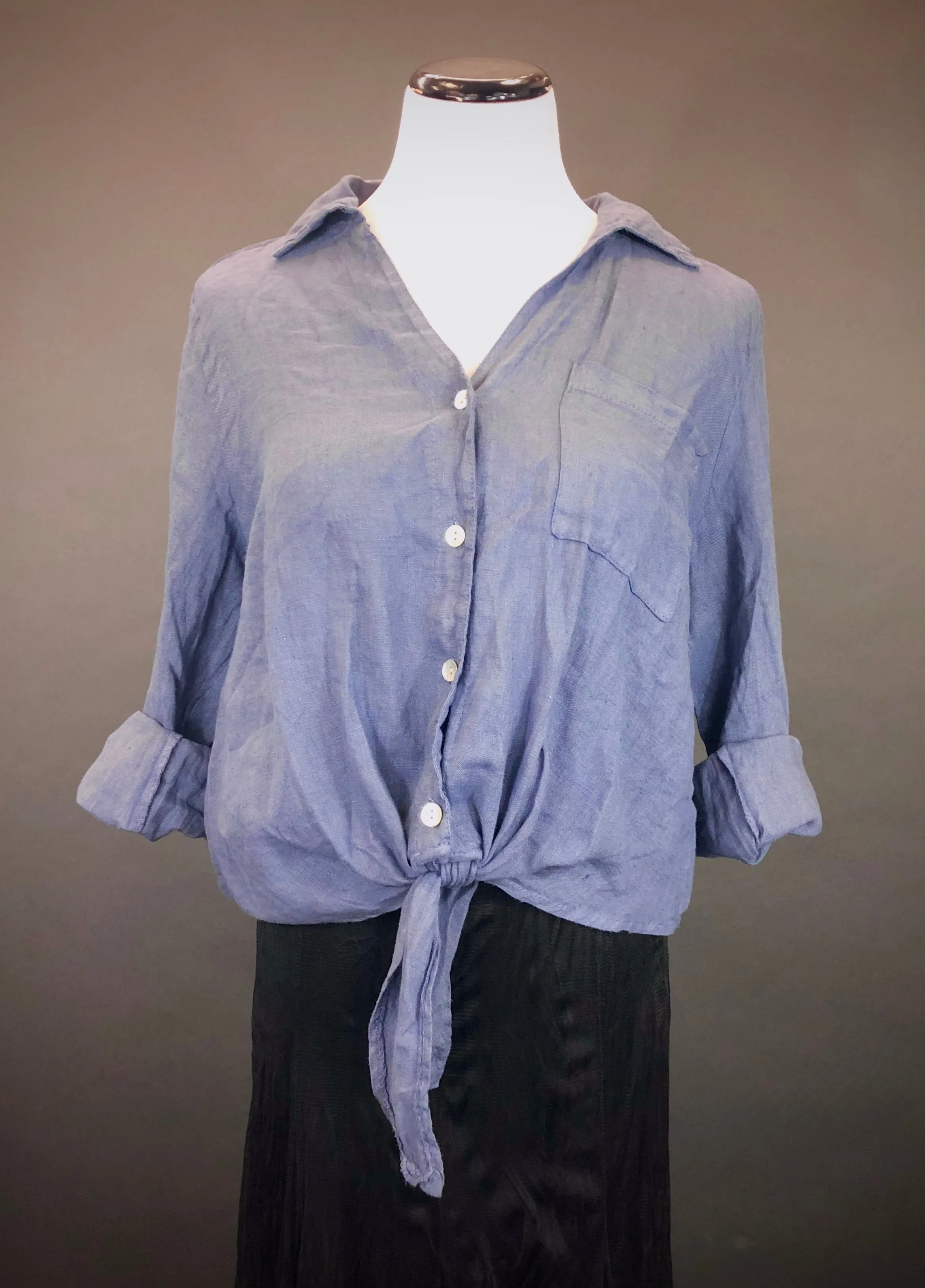 Linen Waist Tie Top