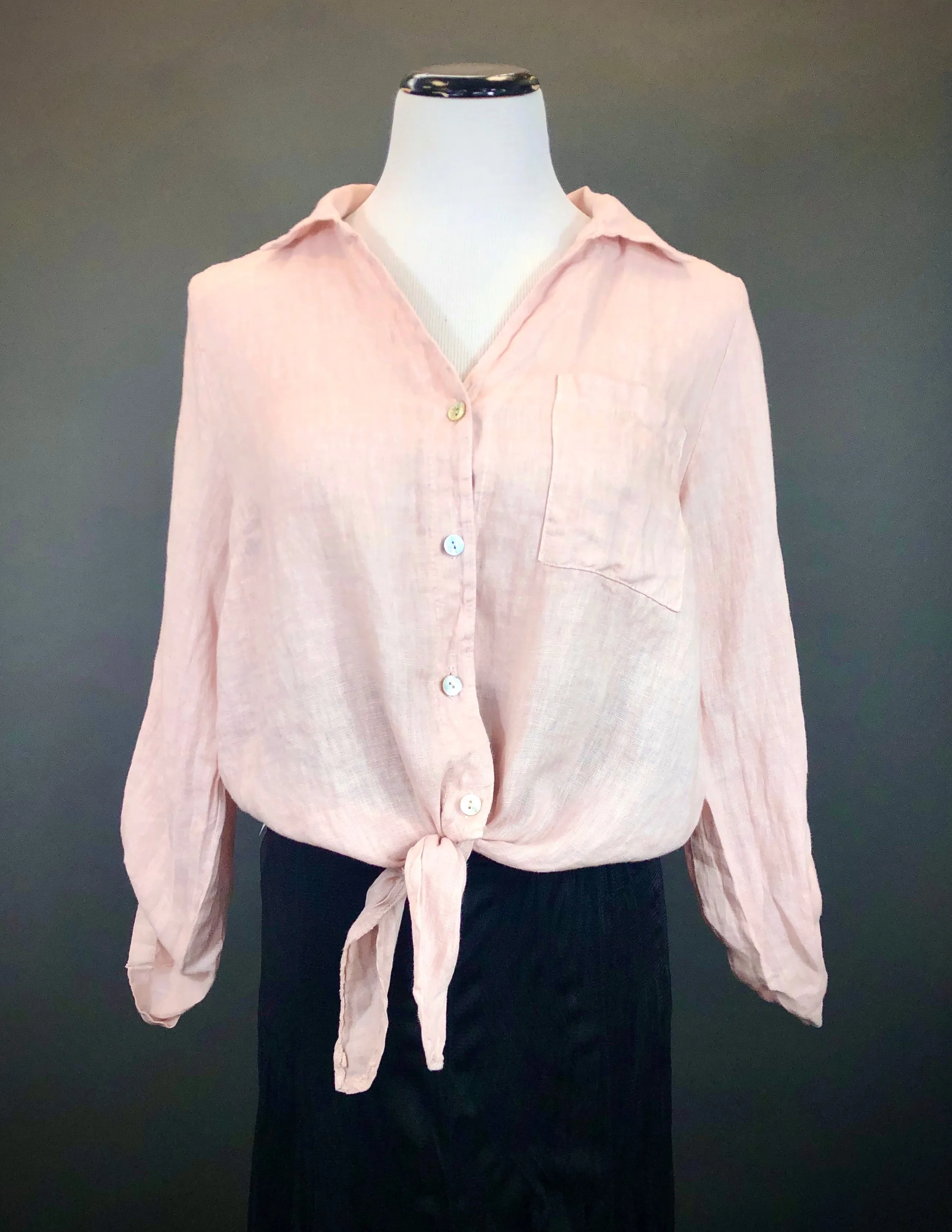 Linen Waist Tie Top