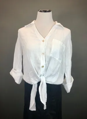 Linen Waist Tie Top