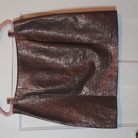 LOFT Gold Metallic Mini Shift Skirt NWOT