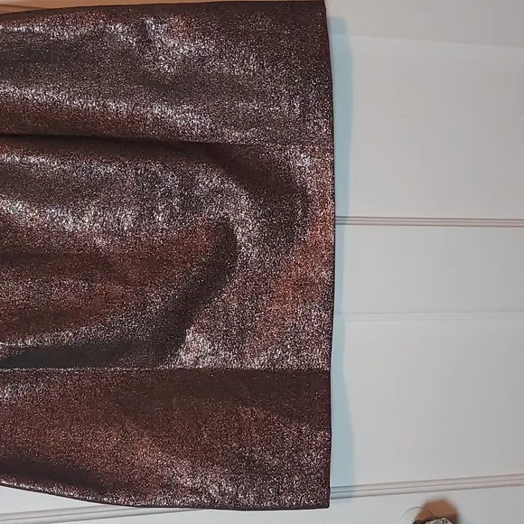 LOFT Gold Metallic Mini Shift Skirt NWOT