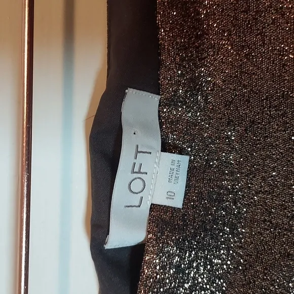 LOFT Gold Metallic Mini Shift Skirt NWOT