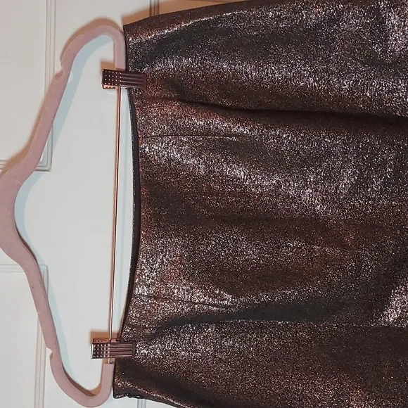 LOFT Gold Metallic Mini Shift Skirt NWOT