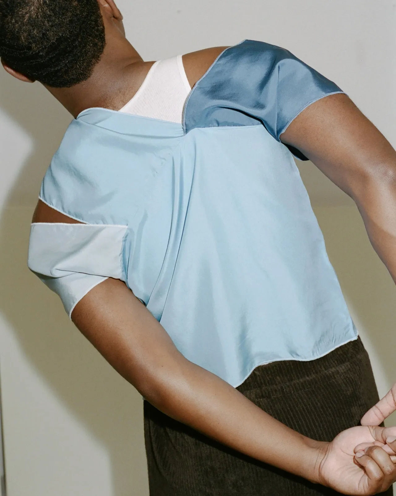 Lohar silk top in blue combo