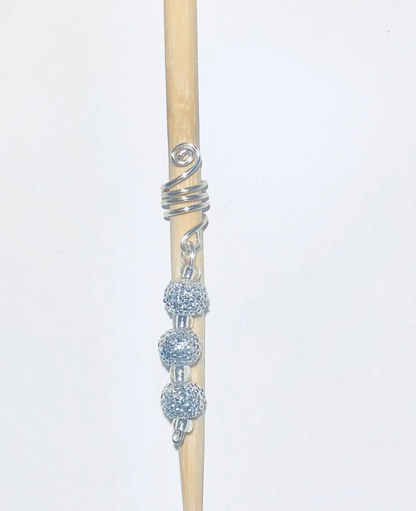 Long Silver Sparkle Loc Jewelry | Dangle Loc Bead