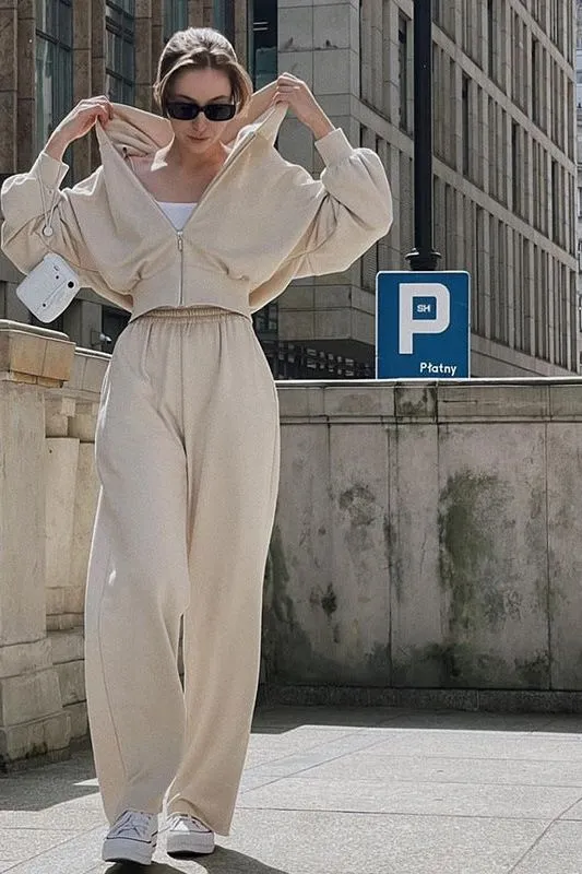 Long-sleeved Hooded Two-piece Suit