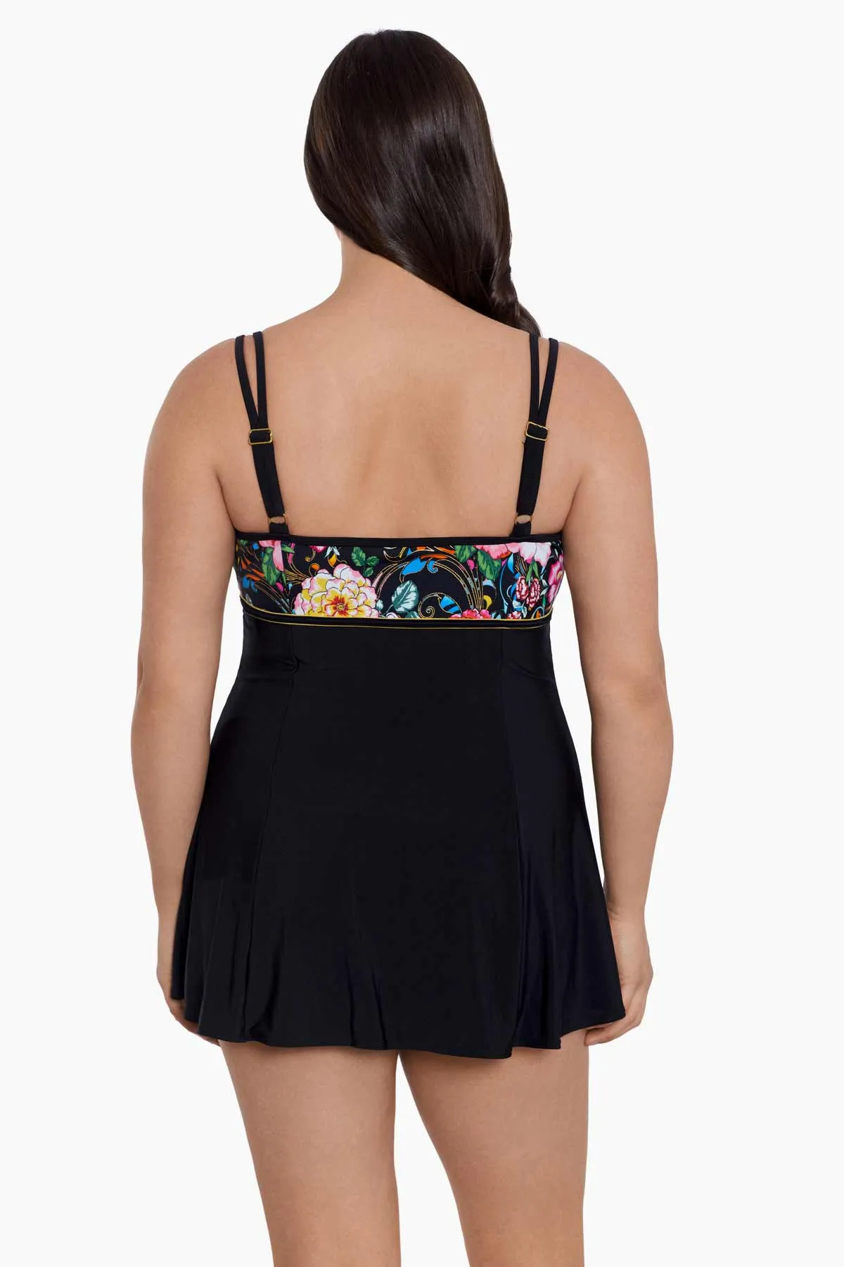 LONGITUDE- Empire Princess Seam Long Torso Swim Dress