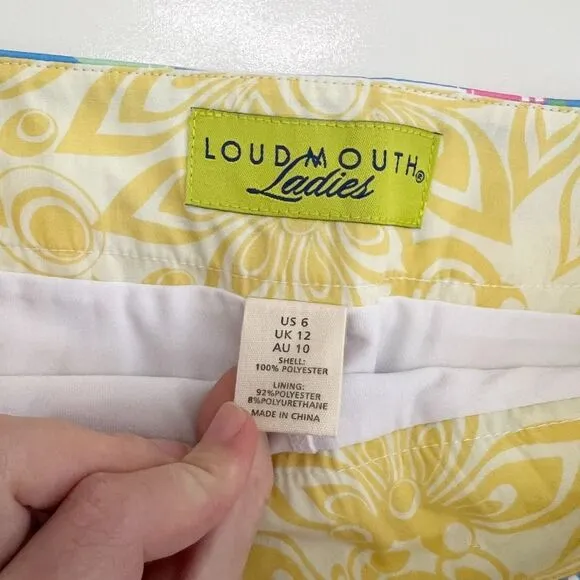 Loudmouth Womens Blue Abstract Polyester Mini Skort Skirt Size 6