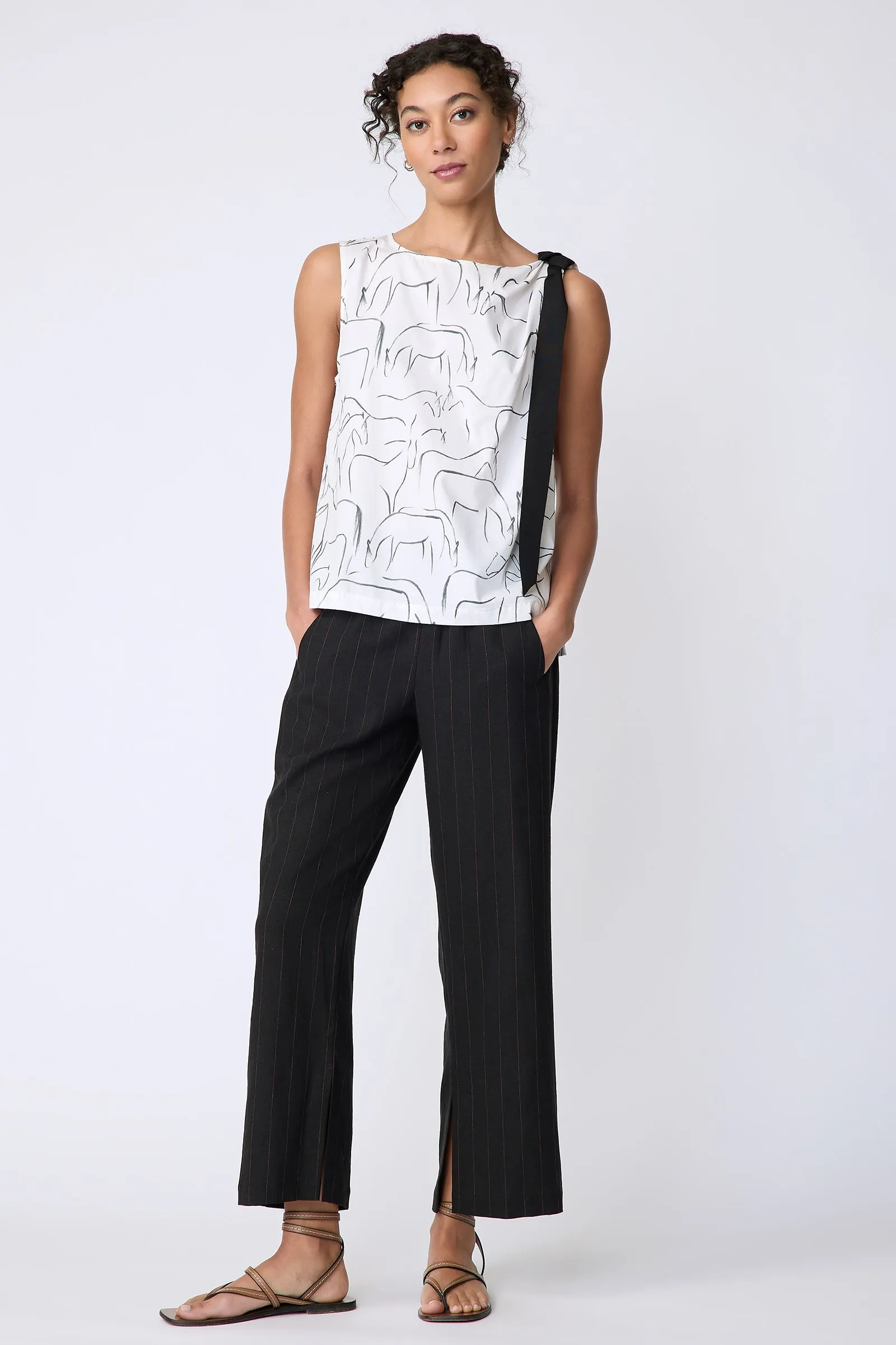 Lucy Ribbon Top - Horse Print