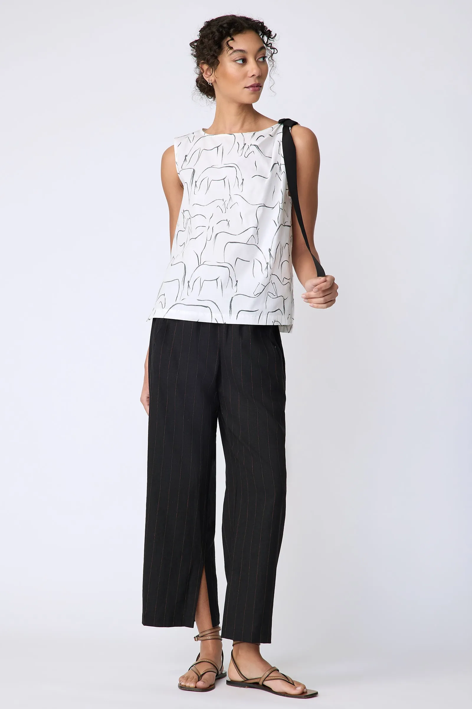 Lucy Ribbon Top - Horse Print