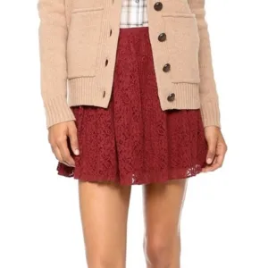 Madewell Red Flora Lace Pleat Mini Skirt- NWT