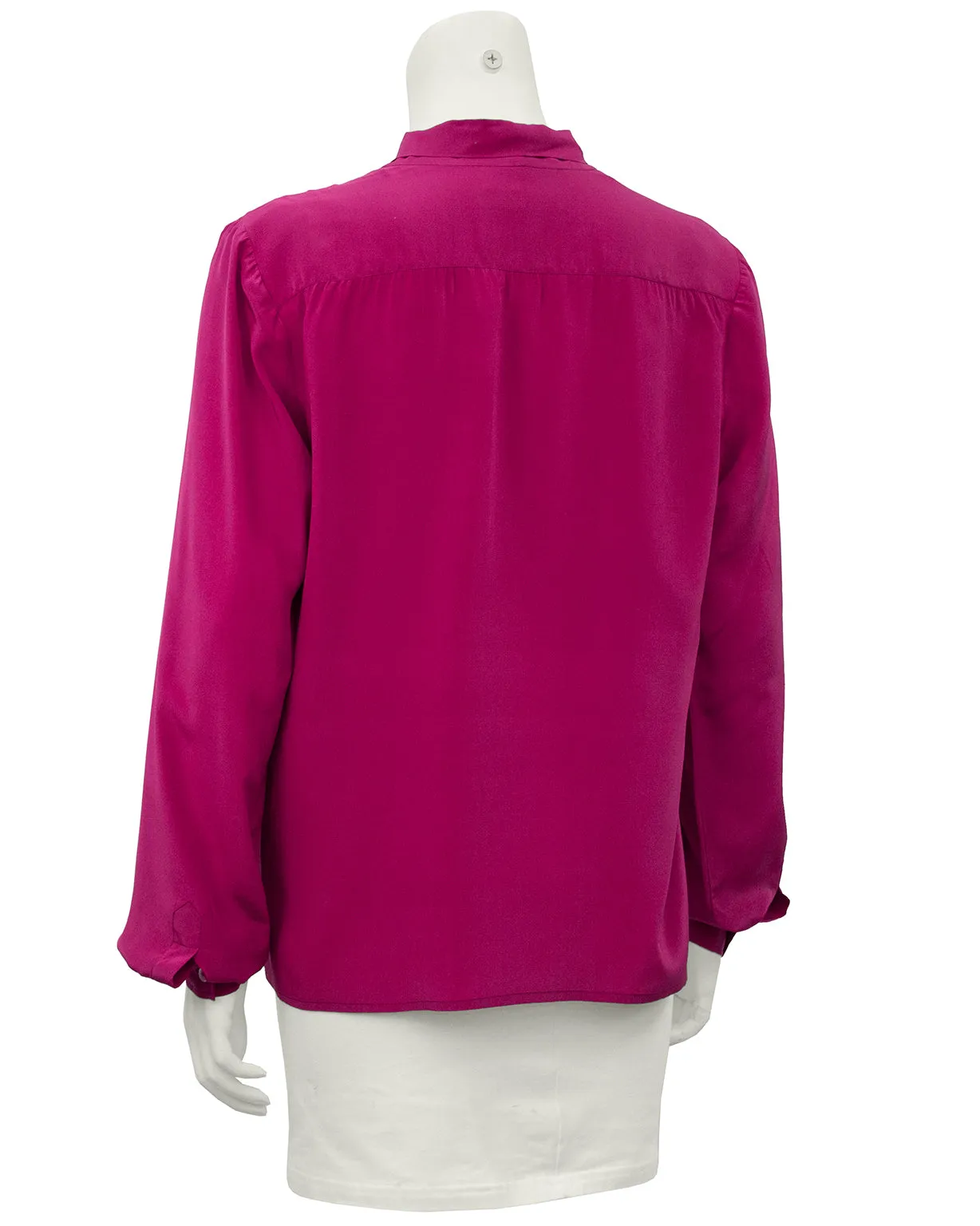 Magenta Silk Pussy Bow Blouse