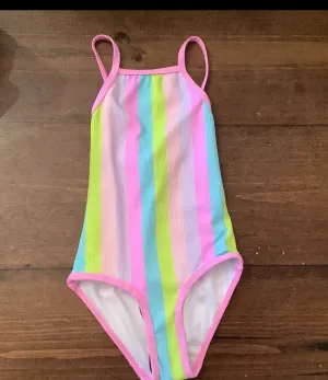 Mandarine & Co Girls Candy Colored Striped One Piece Swimsuit: Size 2 to 7
