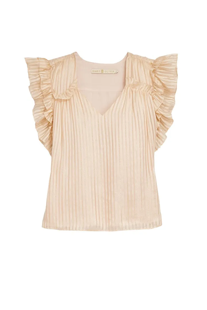 Marie Oliver - Phoebe Silk Blouse  - Soft Cream Stripe