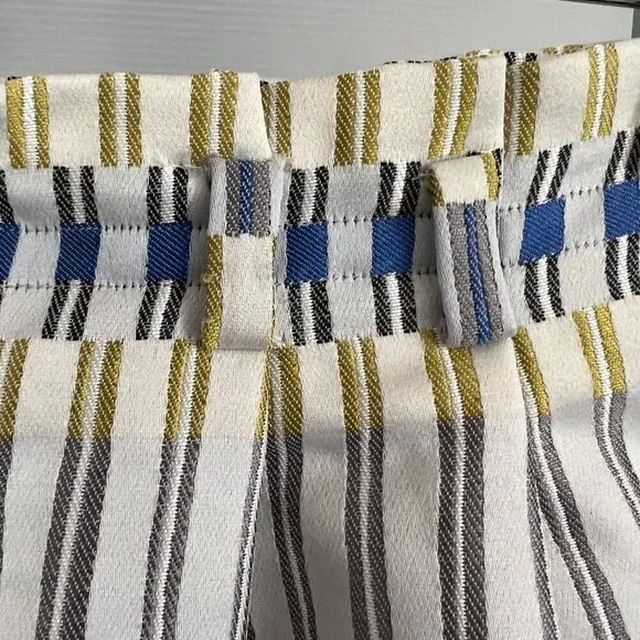 Massimo Dutti Geometric Jacquard Stripe Pockets Box Pleat A-Line Mini Skirt Sz 4