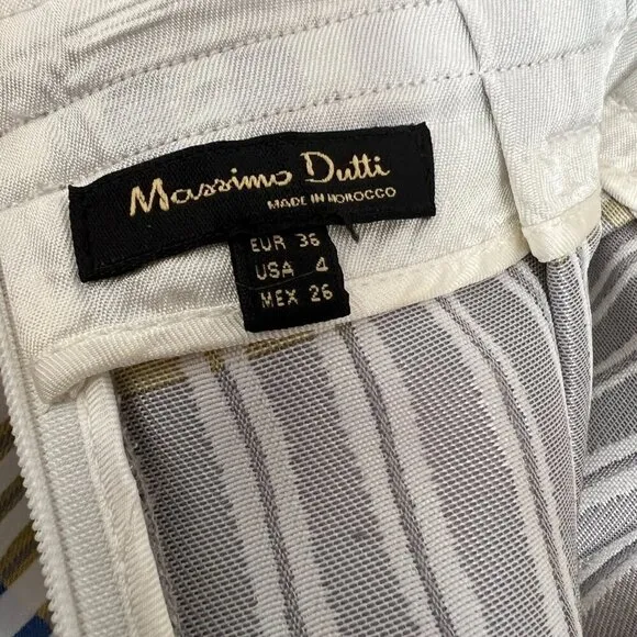 Massimo Dutti Geometric Jacquard Stripe Pockets Box Pleat A-Line Mini Skirt Sz 4