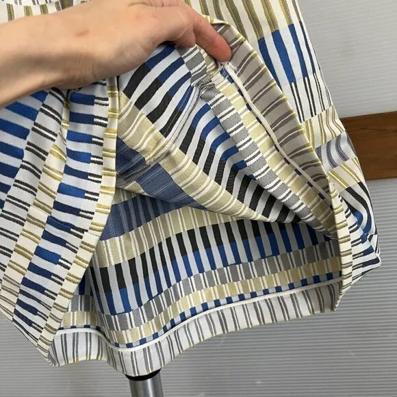 Massimo Dutti Geometric Jacquard Stripe Pockets Box Pleat A-Line Mini Skirt Sz 4