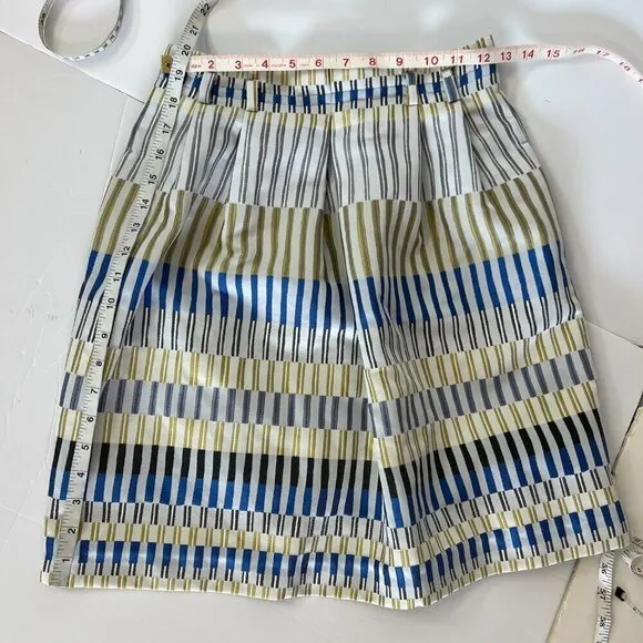 Massimo Dutti Geometric Jacquard Stripe Pockets Box Pleat A-Line Mini Skirt Sz 4