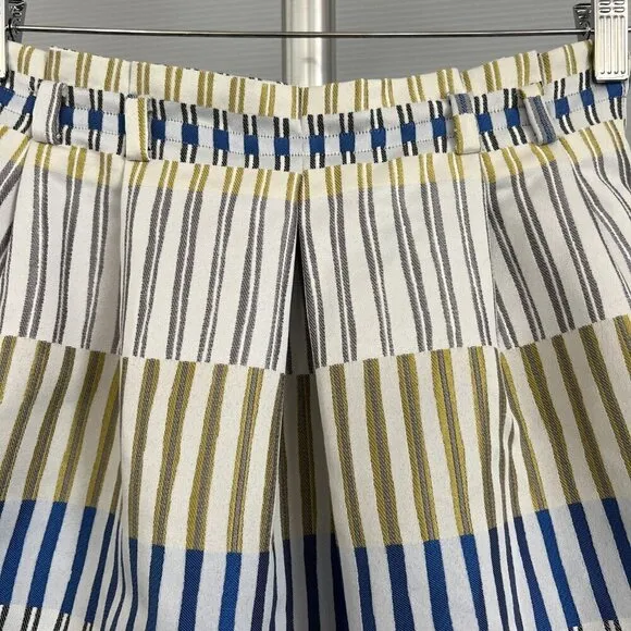 Massimo Dutti Geometric Jacquard Stripe Pockets Box Pleat A-Line Mini Skirt Sz 4