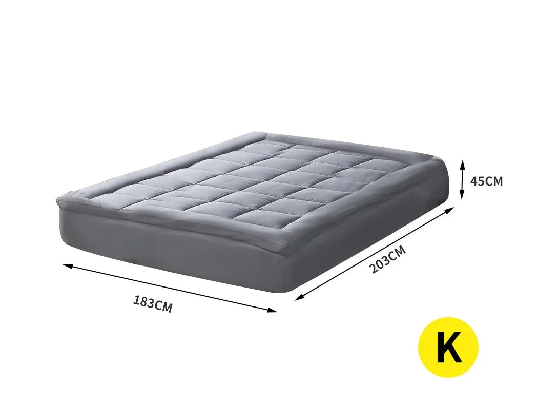 Mattress Topper Bamboo Fibre Luxury Pillowtop Mat Protector Cover King