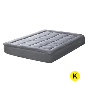 Mattress Topper Bamboo Fibre Luxury Pillowtop Mat Protector Cover King