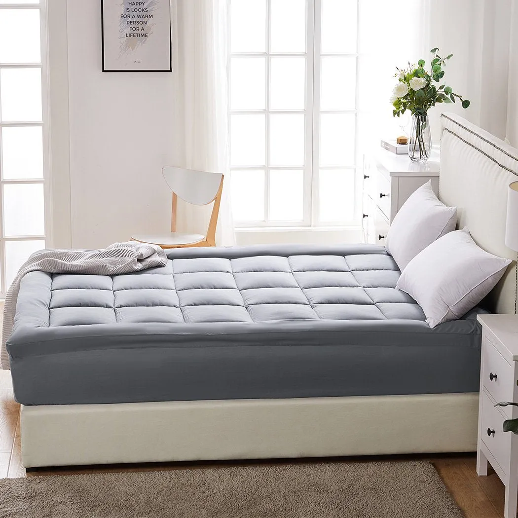 Mattress Topper Bamboo Fibre Luxury Pillowtop Mat Protector Cover King