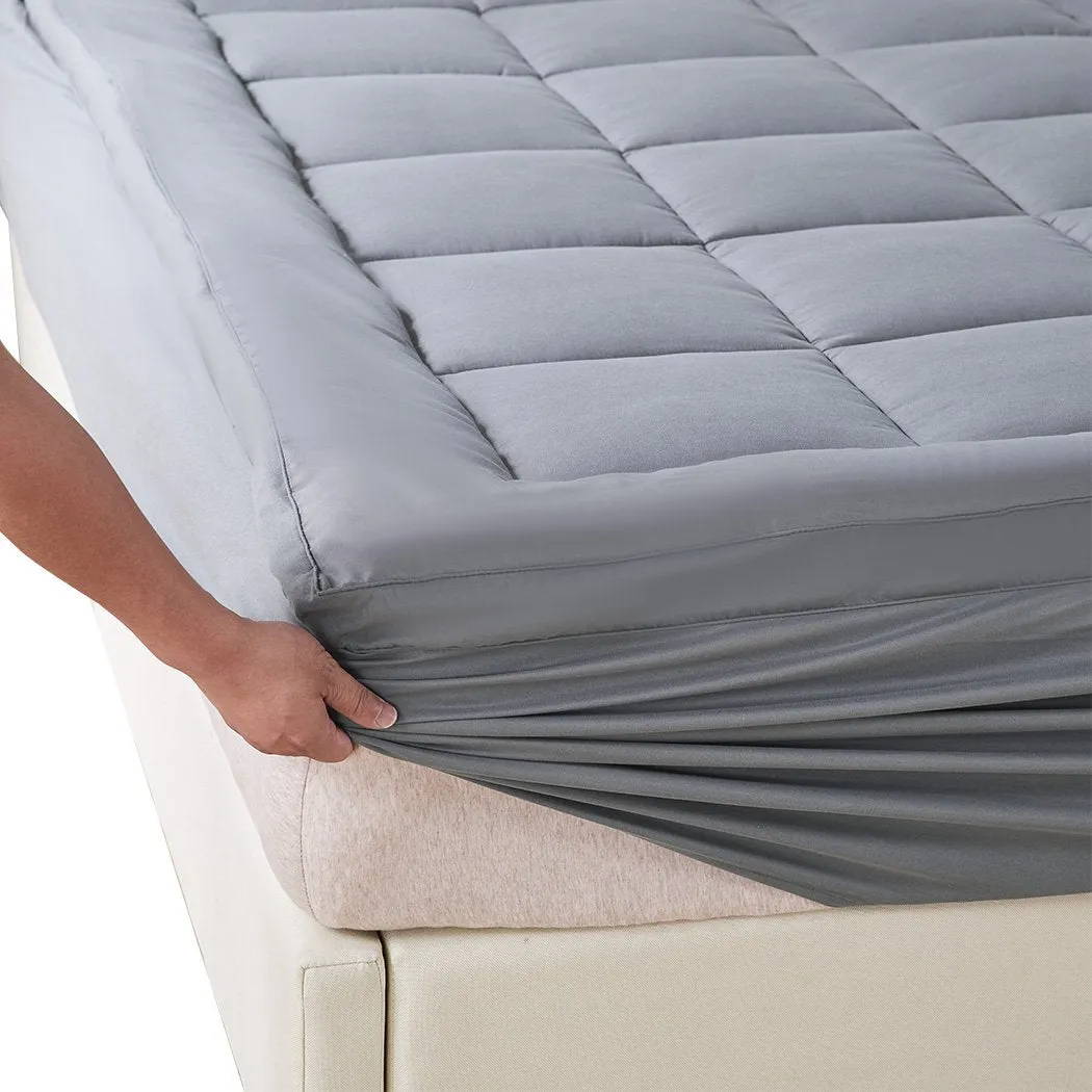 Mattress Topper Bamboo Fibre Luxury Pillowtop Mat Protector Cover King