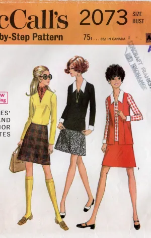 McCall's 2073 Womens Blouse Skirt Jacket & Vest 1960s Vintage Sewing Pattern Size 16 Bust 38 inches UNCUT Factory Folded