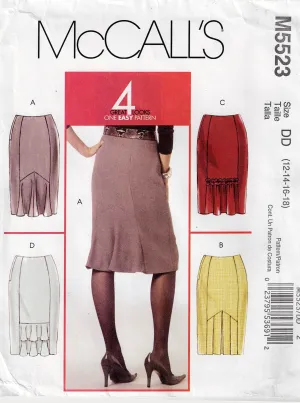 McCall's 5523 Womens Panelled Slim Skirts with Hem Ruffles or Pleats Out Of Print Sewing Pattern Sizes 12 - 18 UNCUT Factory Folded