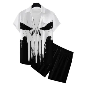 Men's Skeleton Print Two-Piece Suit 2404000167