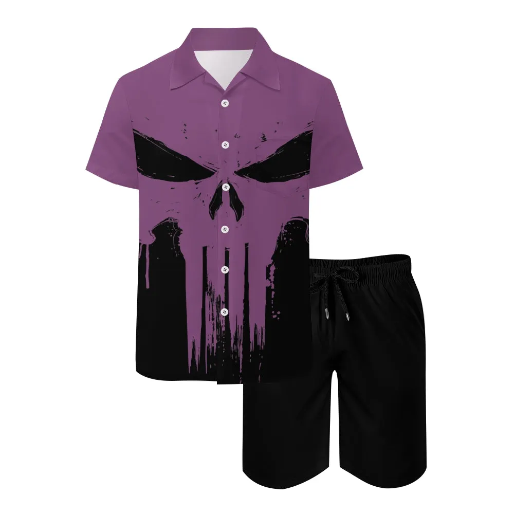 Men's Skeleton Print Two-Piece Suit 2404000167