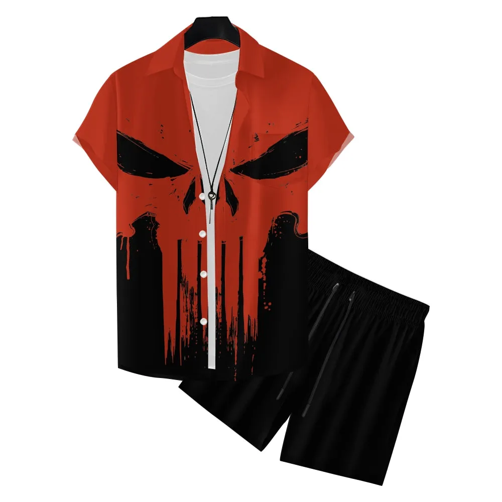 Men's Skeleton Print Two-Piece Suit 2404000167
