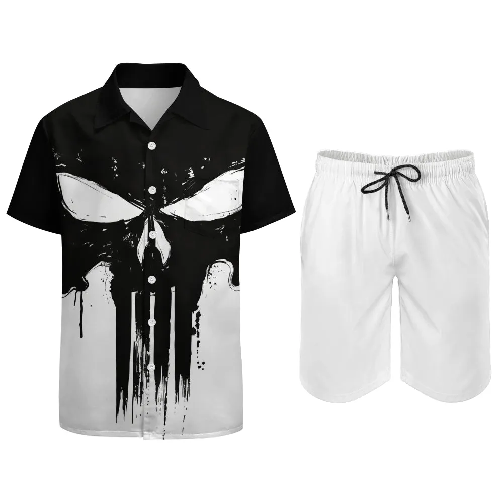 Men's Skeleton Print Two-Piece Suit 2404000167