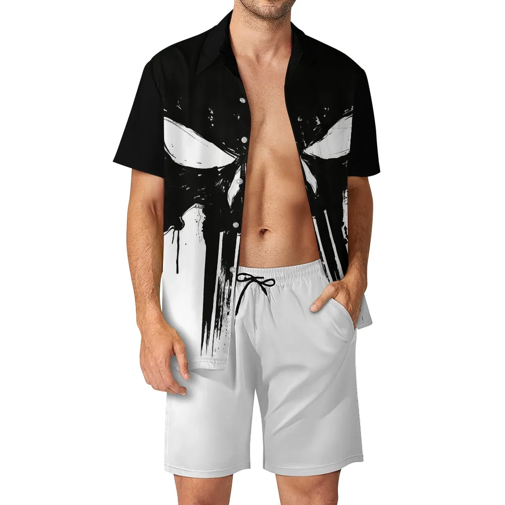 Men's Skeleton Print Two-Piece Suit 2404000167