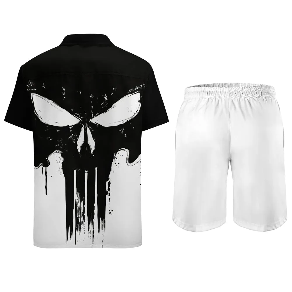 Men's Skeleton Print Two-Piece Suit 2404000167