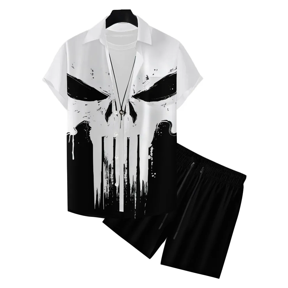Men's Skeleton Print Two-Piece Suit 2404000167