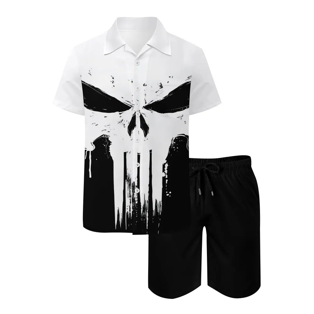 Men's Skeleton Print Two-Piece Suit 2404000167