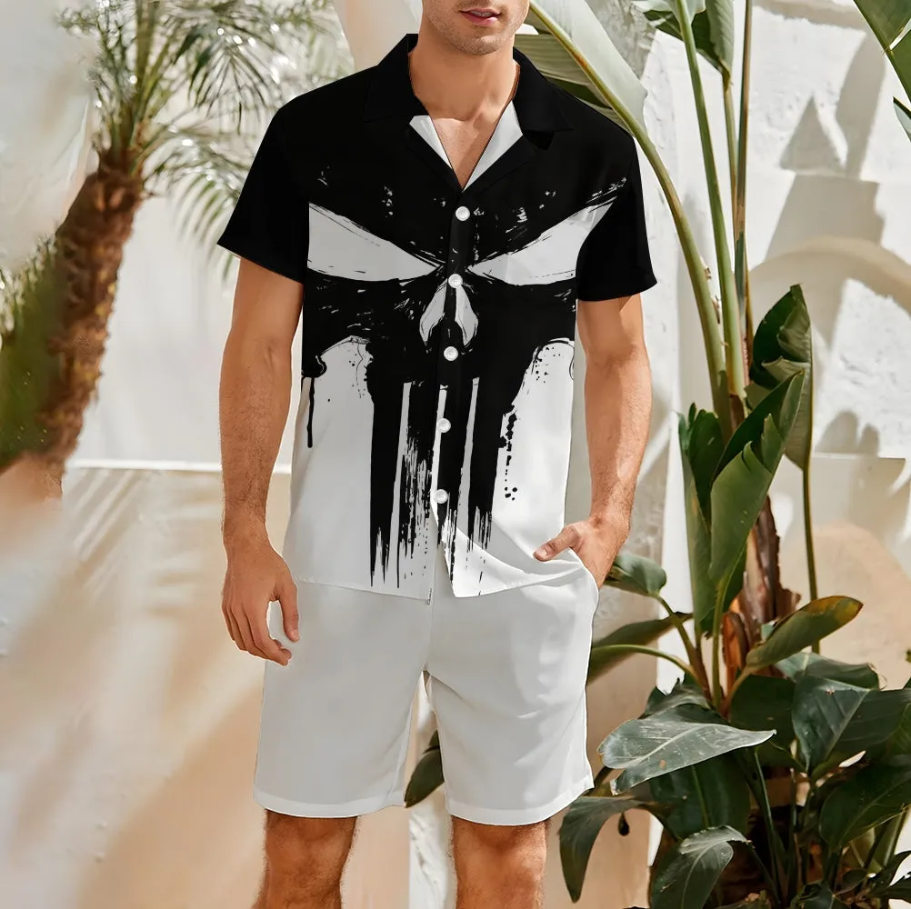 Men's Skeleton Print Two-Piece Suit 2404000167
